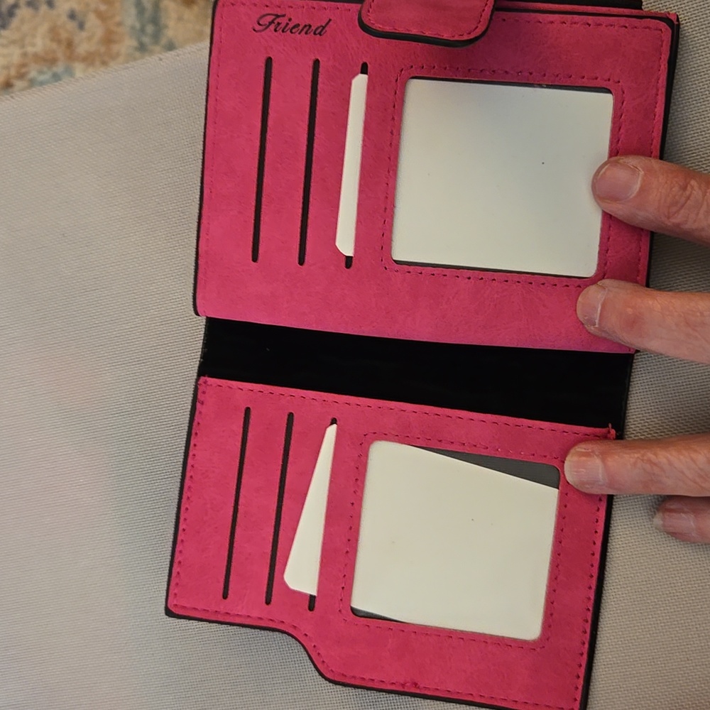 Orange Wallet with Zip Closure. Pink Wallet. Green.wallet - Picture 4 of 16